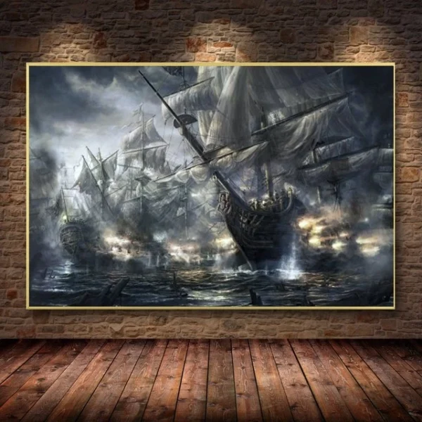 Quadro de navio pirata, murais para sala de estar, decoração de casa